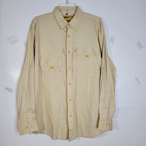 Mens Crewtech Fishing Hiking Vented Long Sleeve button front SPF 40 Size Med